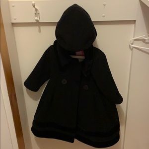 Toddler girls black pea coat with hat